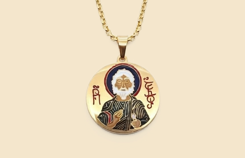 Saint Andrew the Apostle enamel medallion pendant by ELESA