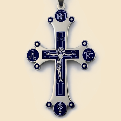 Georgian enamel pectoral cross pendant inspired by King David the Builder — ELESA