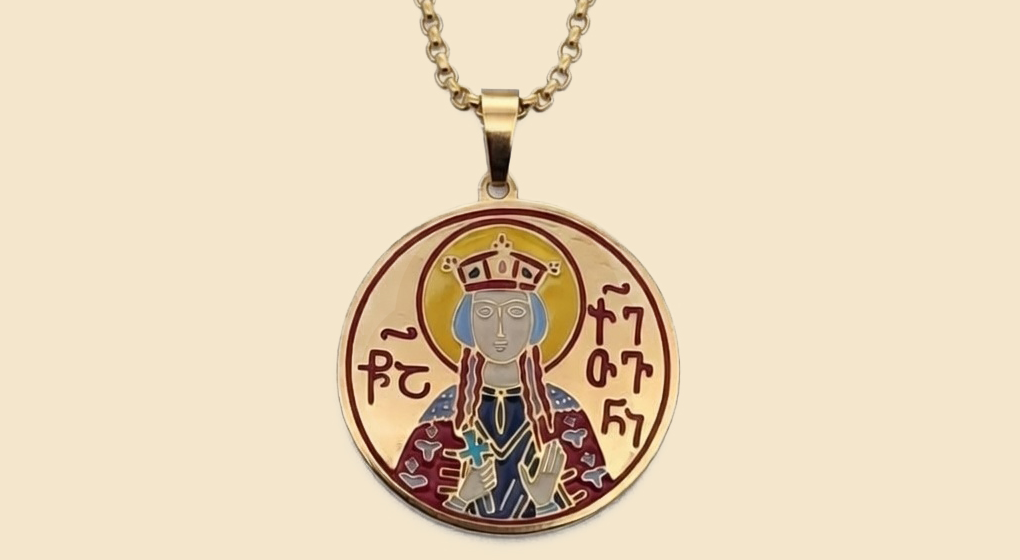 Saint Queen Ketevan medallion by ELESA inspired by medieval Georgian enamel art