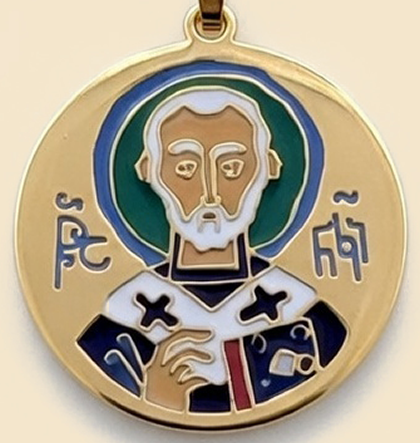 Saint Nicholas Georgian enamel medallion by ELESA