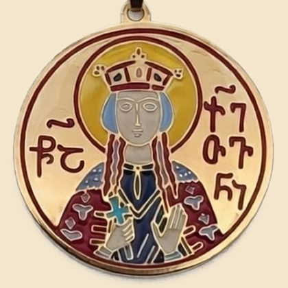Saint Queen Ketevan Georgian enamel medallion by ELESA